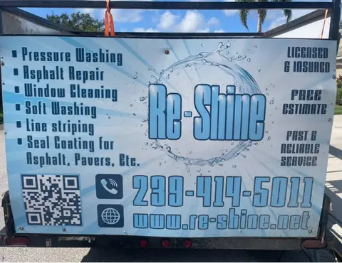 Re-Shine service trailer showcasing various cleaning and repair services